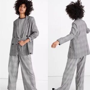 Madewell Caldwell Career Academia Oversized Boxy Plaid Wool Blend Blazer Medium